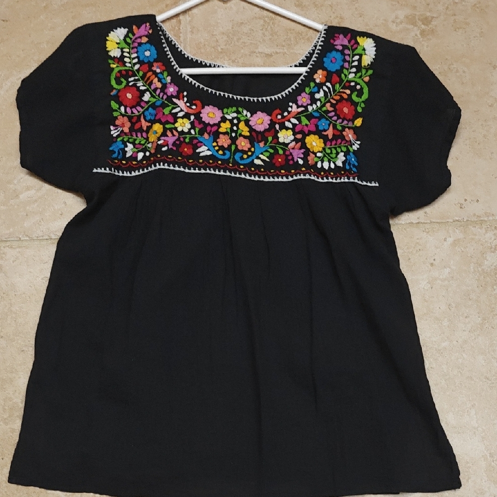 Embroidered Black Women's Top